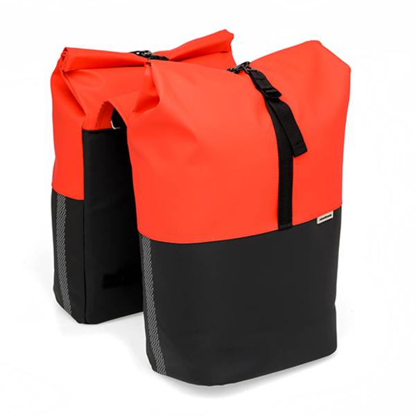 BOLSA BICICLETA PORTAEQ CON PUENTE NEWLOOXS NYBORG DOBLE ROJO/NEGRO MIK-34 LITROS-300X3