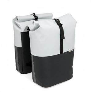 SACOCHE VELO PORTE BAGAGE A PONT NEWLOOXS NYBORG DOUBLE GRIS CLAIR / NOIR MIK - 34 LITRES -