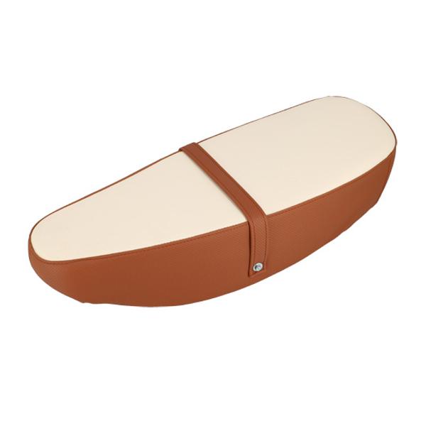 SELLE CYCLO BIPLACE MARRON / BEIGE ADAPT. MBK AVEC SUPPORT ET SANGLE