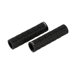 GRIPS BICYCLE CLARKS 130mm LOCK ON SIMPLE BLACK ON BLACK WITH CAPS (PAIR)