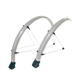 MUD GUARDS-MTB/HYBRID 26'' STRONG COUNTRY PLASTIC WITH RODS 60mm SILVER (PAIR)