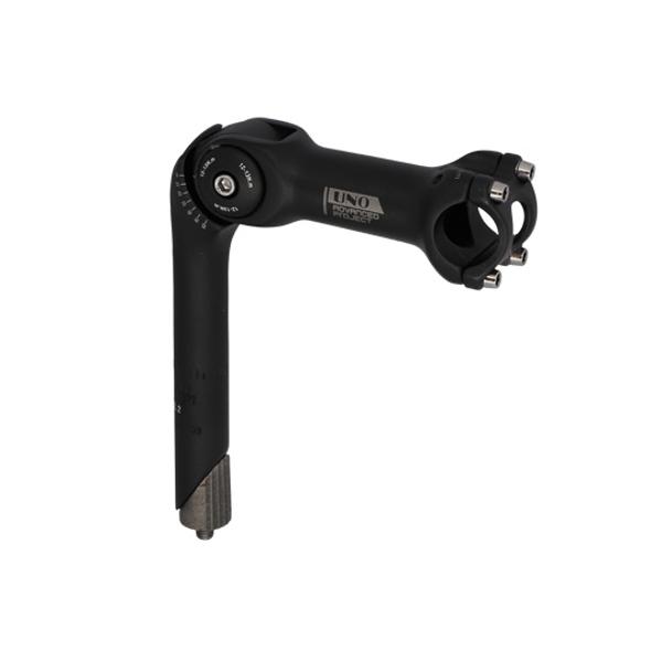 HANDLEBAR STEM ADJUSTABLE DIVER Ø22.2 L: 120 UNO ALU BLACK OUVRABLE 0 A 60°  - 25,4mm HANDLEBAR STEMS