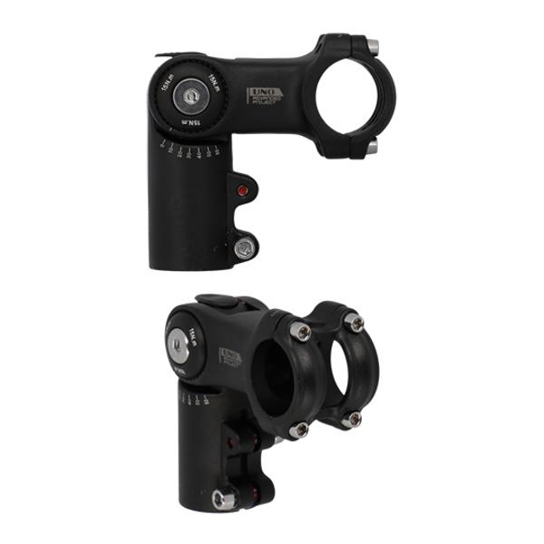 H.B STEM ADJUSTABLE AHEAD SET 1''1/8 L65 UNO AHEAD 50 ALU BLACK 0/+60° 31.8 HANDLEBAR