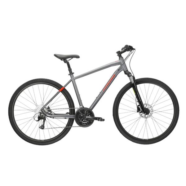 VELO VTC TREKKING 28" HOMME SEMI RIGIDE KROSS EVADO 4.0 TAILLE XL(23")ALUMINIUM GRIS / ORANG