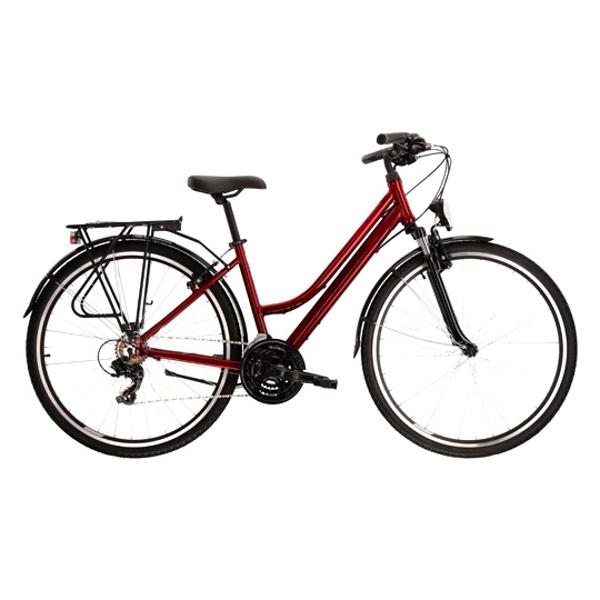 VELO VTC TREKKING 28" FEMME KROSS TRANS 1.0D TAILLE S (15") ALUMINIUM BORDEAUX / NOIR