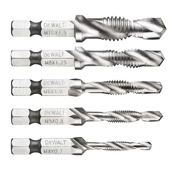 5 DEWALT TAPPING DRILLS 156MM HEX HANDLE   - M4, M5, M6, M8, M10