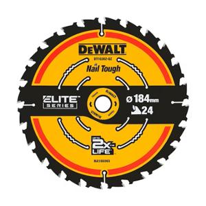 CIRCULAR SAW BLADE CORDLESS CARBIDE  ELITE DEWALT, 184x20mm  24 TEETH ATB/CUTTING