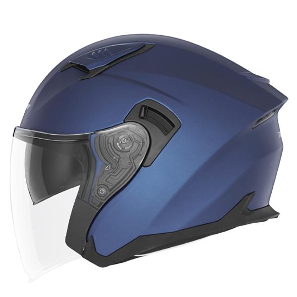 CASQUE JET DOUBLE ECRAN NOX N130 BLEU MAT  METALISE T53-54 XS - CE 22.06