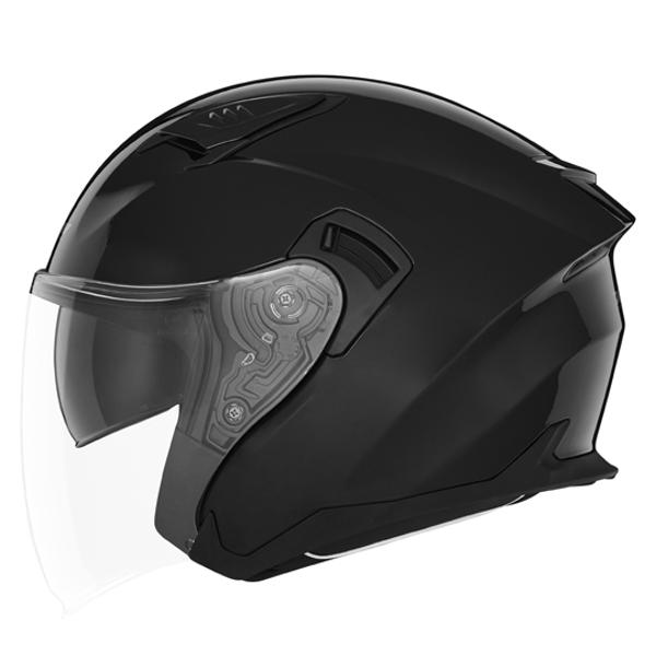 HELMET -OPEN FACE- DOUBLE SCREEN NOX N130 BRIGHT BLACK - SIZE: 63-64 XXL - CE 22.06