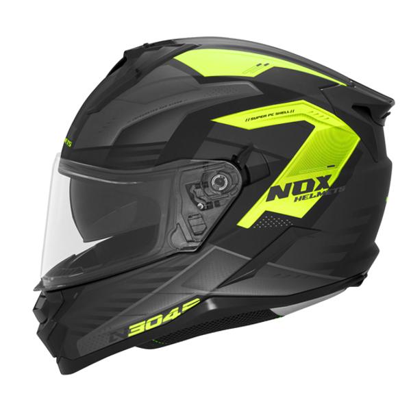 CASQUE INTEGRAL DOUBLE ECRAN  NOX N304S CARVER NOIR MAT JAUNE T53-54 XS - CE 22.06