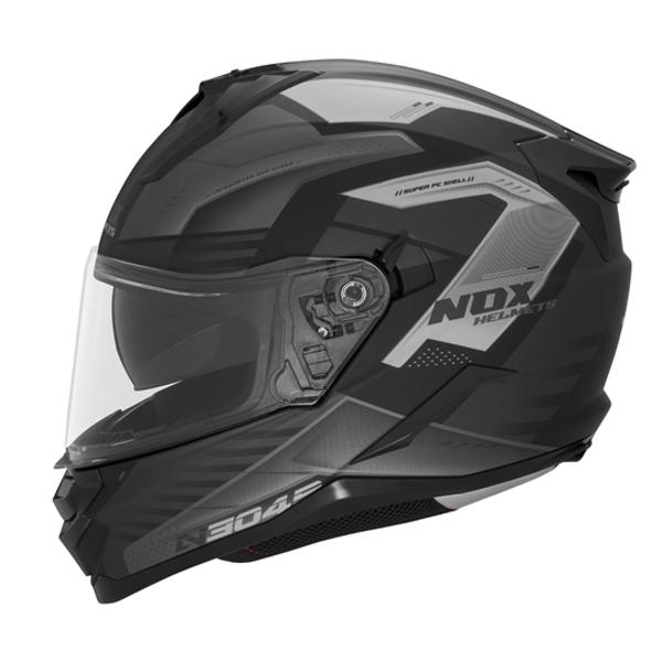 CASQUE INTEGRAL DOUBLE ECRAN  NOX N304S CARVER NOIR MAT TITANIUM T53-54 XS - CE 22.06