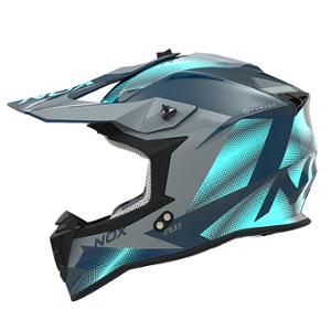 CASQUE CROSS NOX N633 FUSION GRIS NARDO IRRIDIUM BLEU T61-62 XL - CE 22.06