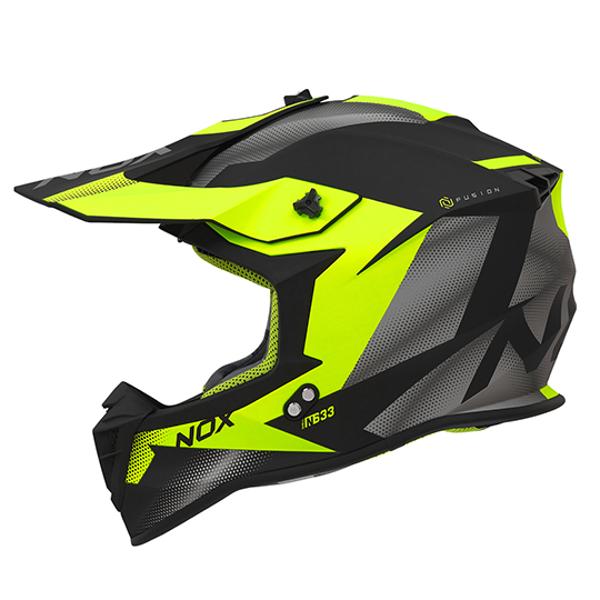 CASQUE CROSS NOX N633 FUSION NOIR MAT JAUNE T61-62 XL - CE 22.06