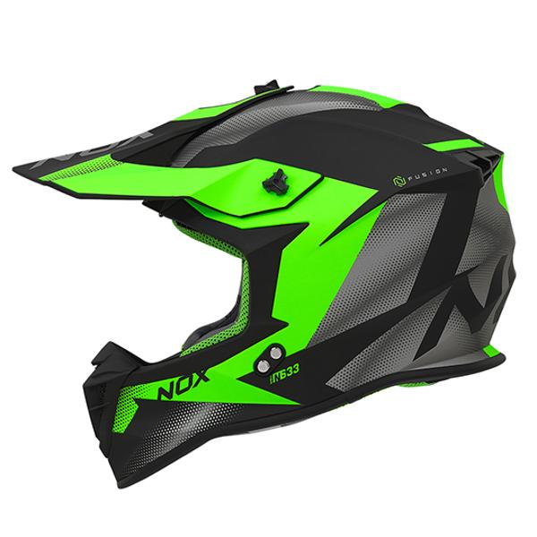 CASQUE CROSS NOX N633 FUSION NOIR MAT VERT T59-60 L - CE 22.06