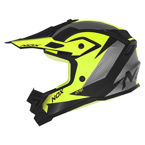 HELMET -CROSS- NOX KIDS  N761 FUSION MATTE BLACK  NEON YELLOW - SIZE: 51-52 YL - CE 22.06