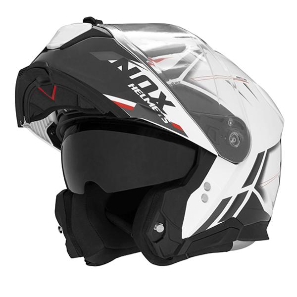 CASQUE MODULABLE NOX N967 SYNCHRO BLANC ROUGE T53-54 XS - CE 22.06