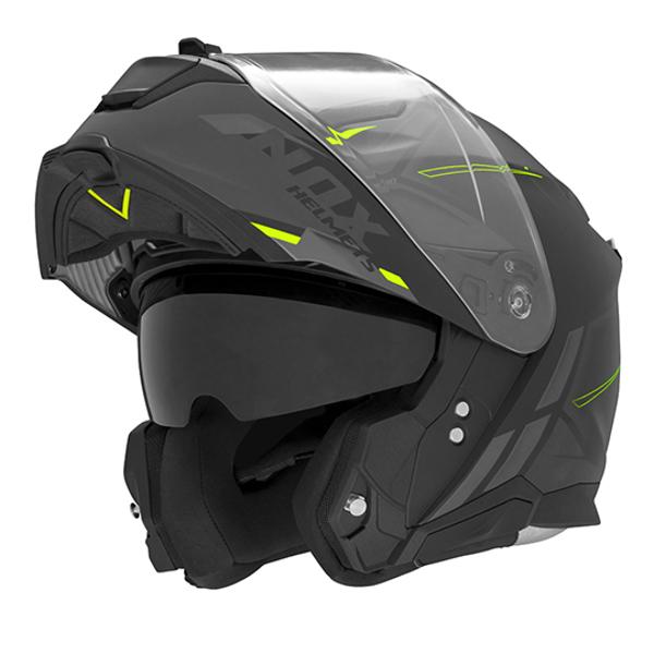 CASQUE MODULABLE NOX N967 SYNCHRO NOIR MAT JAUNE T53-54 XS - CE 22.06