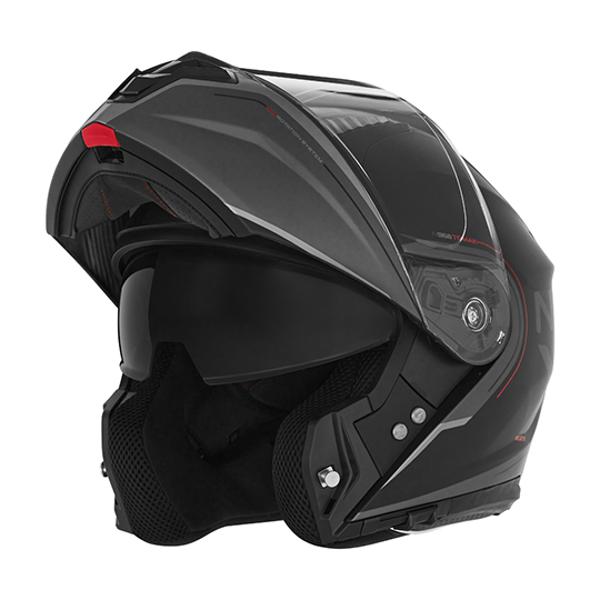 CASQUE MODULABLE NOX N968 TOMAK NOIR MAT ROUGE T53-54 XS - CE 22.06