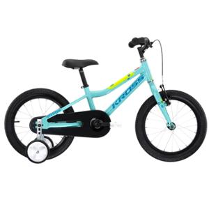 VELO VTT ENFANT 16" RIGIDE KROSS MINI 4.0D ACIER VERT / BLEU