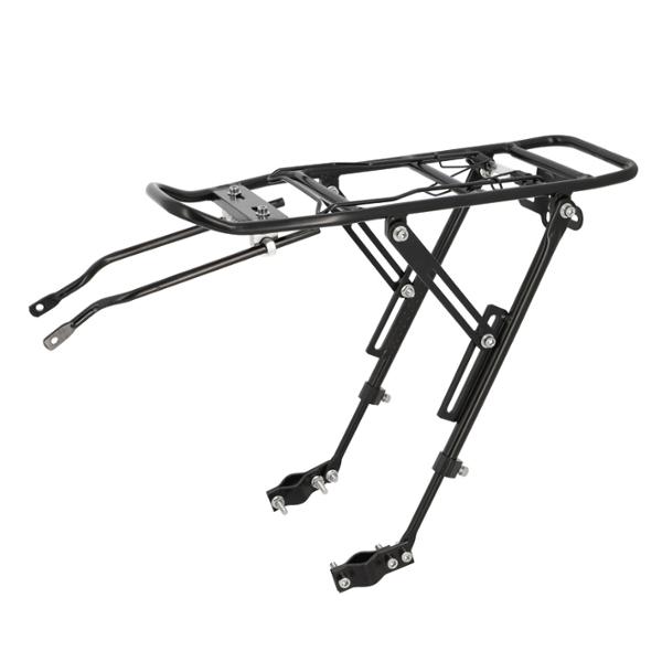 LUGGAGE RACK REAR 22 TO 27'' OPTIMIZ ALU BLACK 25kg - SPRING CLIP - COMPATIBLE WITH DISC BRAKES