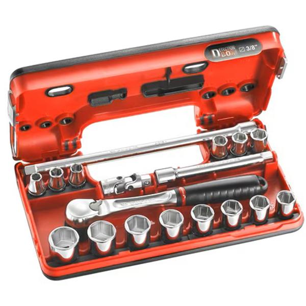 BOX SET DE SOCKETS 3/8 HEXAGONAL - 18 PARTS FACOM