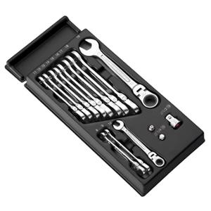 MODULE 12 WRENCHES MIXED RATCHET ARTICULATED + 3 ADAPTERS FACOM