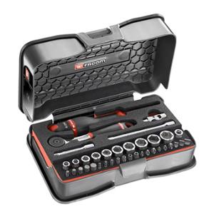 COFFRET CLIQUET + DOUILLES 1 / 4" 6 PANS FACOM