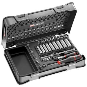 COFFRET CLIQUET + DOUILLES LONGUES 1 / 4" 6 PANS FACOM