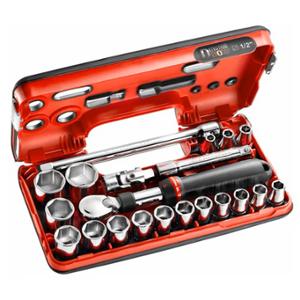 COFFRET DBOX CLIQUET EXTENSIBLE + DOUILLES 1 / 2 6 PANS 21 PCS FACOM