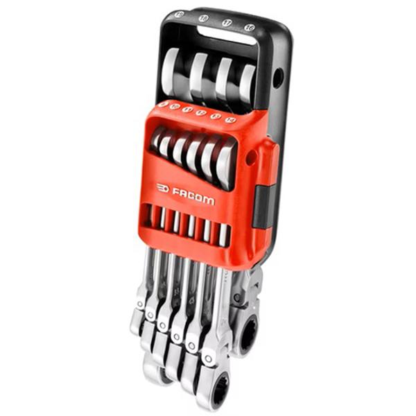 JUEGO DE 10 LLAVES MIXTAS CON TRINQUETE ARTICULADAS EN ESTUCHE POCKET 8 A 19 MM FACOM