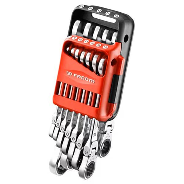 JUEGO DE 12 LLAVES MIXTAS CON TRINQUETE ARTICULADAS EN ESTUCHE POCKET 7 A 19 MM FACOM