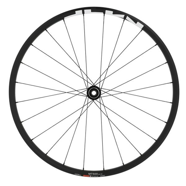 "RUEDA MTB 29"""" DELANTERA LLANTA NEGRA SHIMANO MT500 DISCO CENTERLOCK EJE PASANTE 15X110"