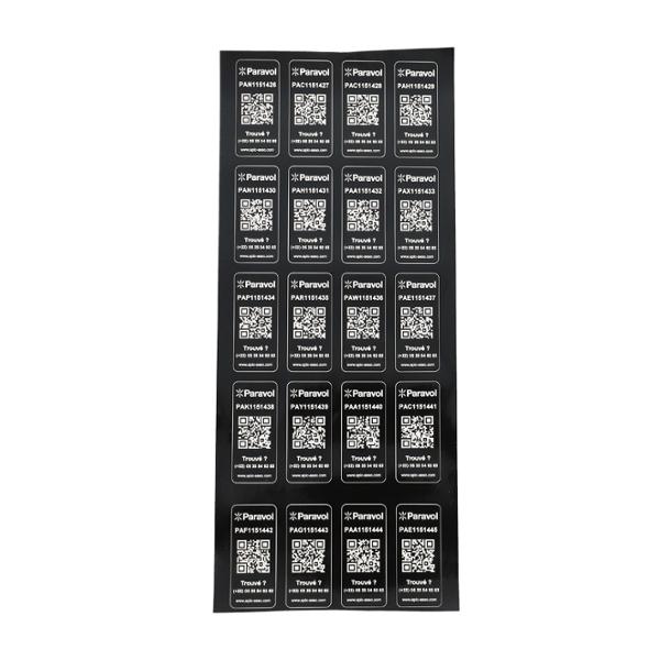 ETIQUETTE D'IDENTIFICATION BICYCODE / PARAVOL STICKER NOIR (STICKER X20)