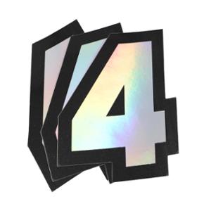 AUTOCOLLANT DOPPLER NUMERO 4 HOLOGRAPHIQUE 10X7.5CM (X3)