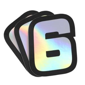 AUTOCOLLANT DOPPLER NUMERO 6 HOLOGRAPHIQUE 10X7.5CM (X3)