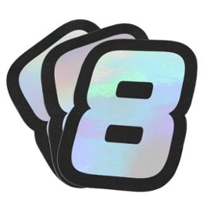 AUTOCOLLANT DOPPLER NUMERO 8 HOLOGRAPHIQUE 10X7.5CM (X3)
