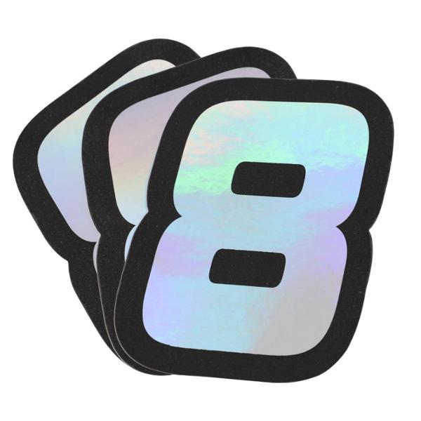 AUTOCOLLANT DOPPLER NUMERO 8 HOLOGRAPHIQUE 10X7.5CM (X3)
