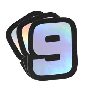 AUTOCOLLANT DOPPLER NUMERO 9 HOLOGRAPHIQUE 10X7.5CM (X3)