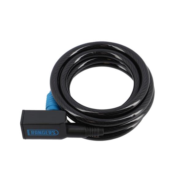 BICYCLE LOCK SPIRAL WITH KEY Ø8 X 1.5m RANGERS BLACK WITH SUPPORT