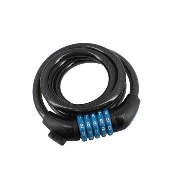 BICYCLE LOCK SPIRAL WITH CODE Ø12 x 1.5m RANGERS BLACK WITH SUPPORT