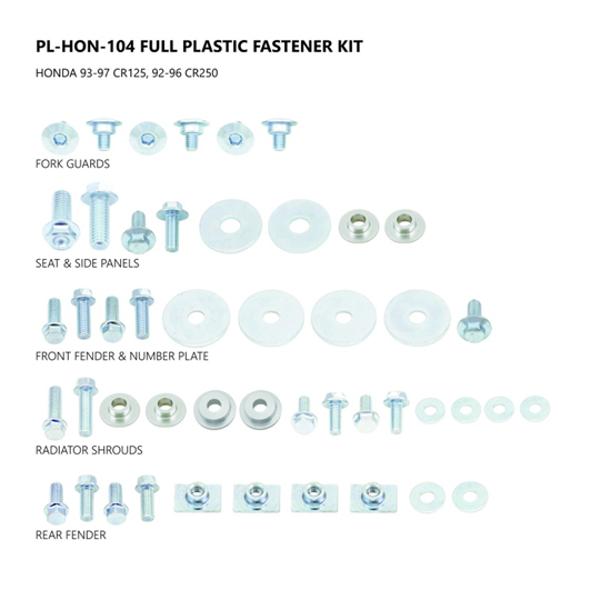 KIT VISSERIE PLASTIQUE UFO ADAPT. HONDA CR 125 93-97 / CR250 92-96