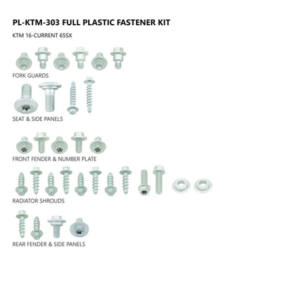 KIT VISSERIE PLASTIQUE UFO ADAPT. KTM SX 65 16-21