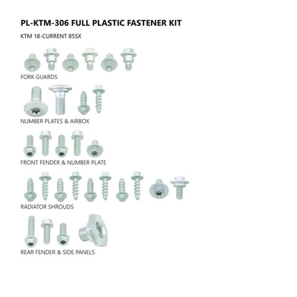 KIT VISSERIE PLASTIQUE UFO ADAPT. KTM SX 85 18-21