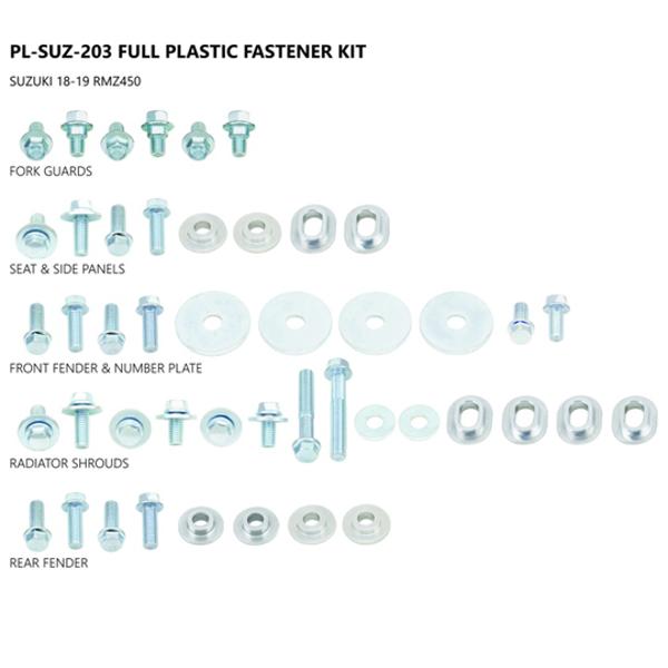 KIT VISSERIE PLASTIQUE UFO ADAPT. SUZUKI RMZ 250 19-21 / RMZ 18-21