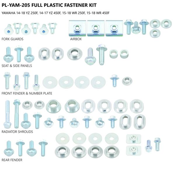 KIT VISSERIE PLASTIQUE UFO ADAPT. YAMAHA YZF 250 14-18 / YZF 450 14-17 / WRF 250 450 15-18