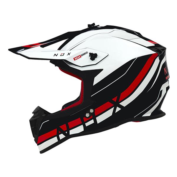 HELMET -CROSS- NOX N633 AIRSHOCK SHINY WHITE/BLACK/RED