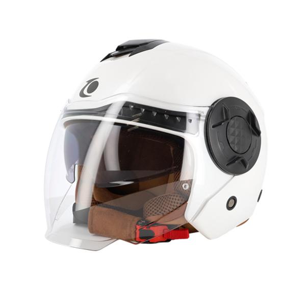 HELMET -OPEN FACE- TRENDY JT-406 DV WHITE PERLE/LIGHT BROWN - CE 22.06