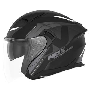 CASQUE JET DOUBLE ECRAN NOX N130 KLINT NOIR MAT BLANC- CE 22.06