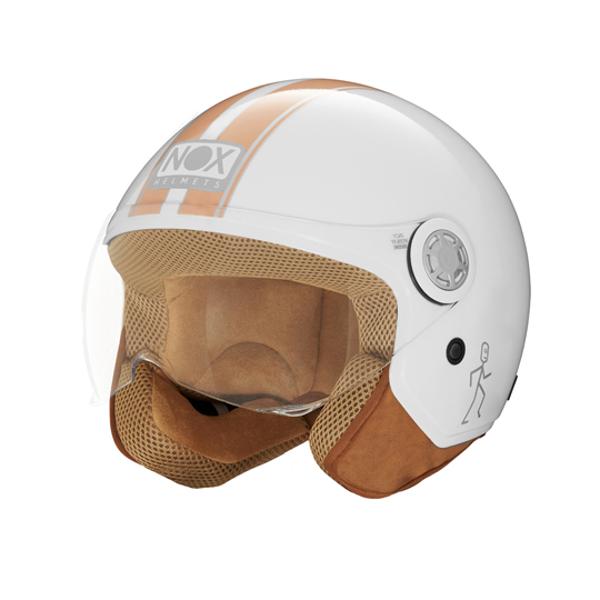 HELMET -OPEN FACE- NOX N 210 EVO BLANC ORANGE PASTEL- CE 22.06