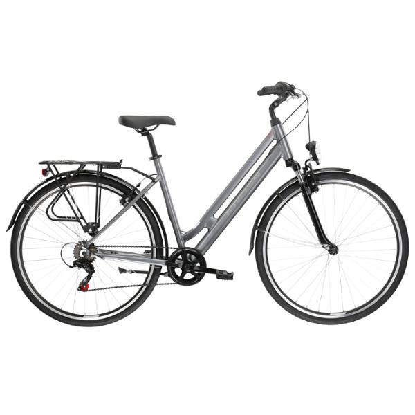 VELO VTC TREKKING  28" MIXTE KROSS SENTIO 1.0M TAILLE M (19") ALUMINIUM GRIS BRILLANT